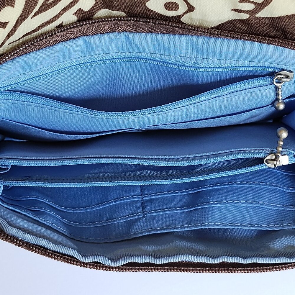 Baggallini Brown & Cream Floral Crossbody Purse Adjustable Strap - Picture 7 of 16